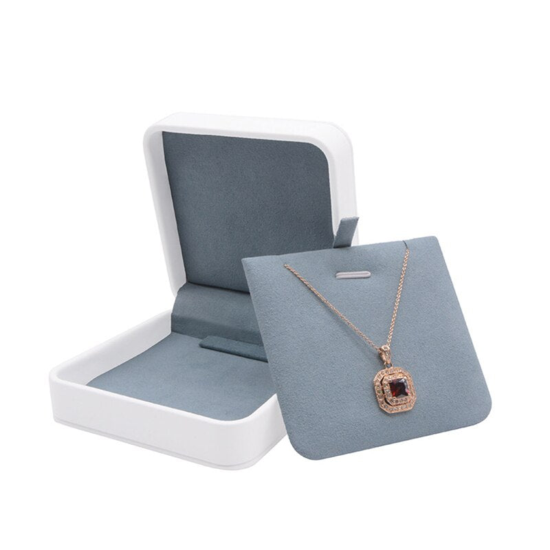 Boîte Bijoux Velours Blanc Compact Bague Collier