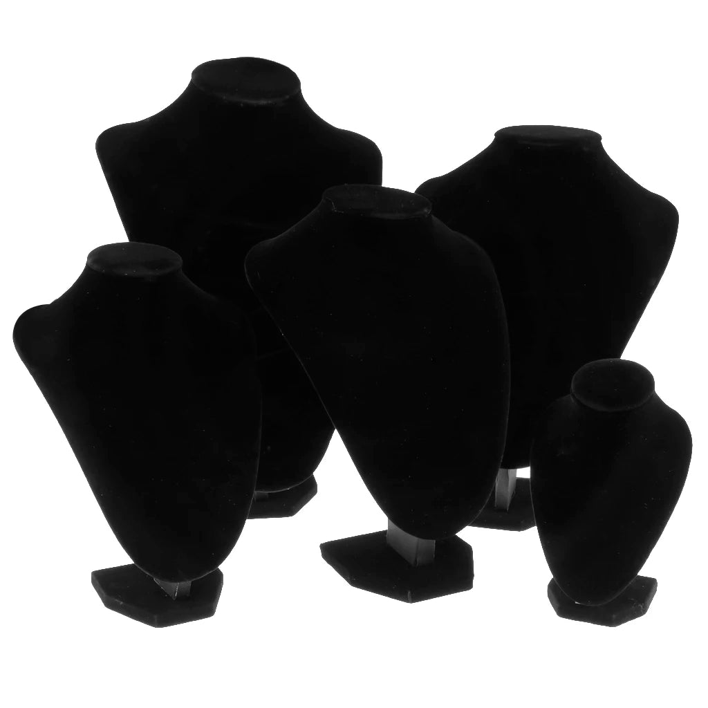 Présentoir Collier Buste Velours Noir 4 Formats