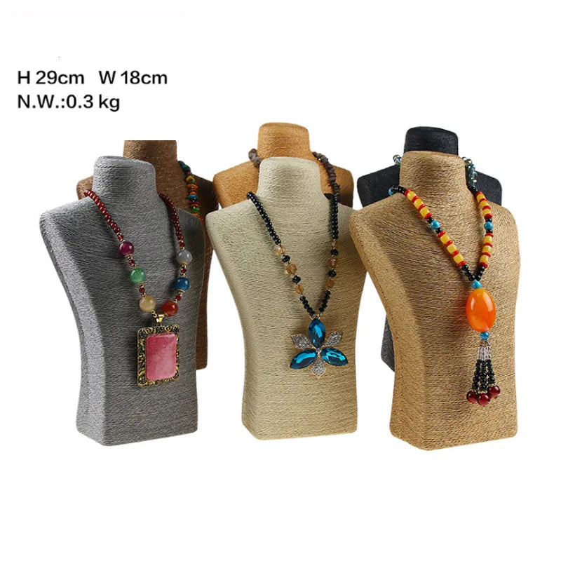 Présentoir Collier Coton Lin Multicolore