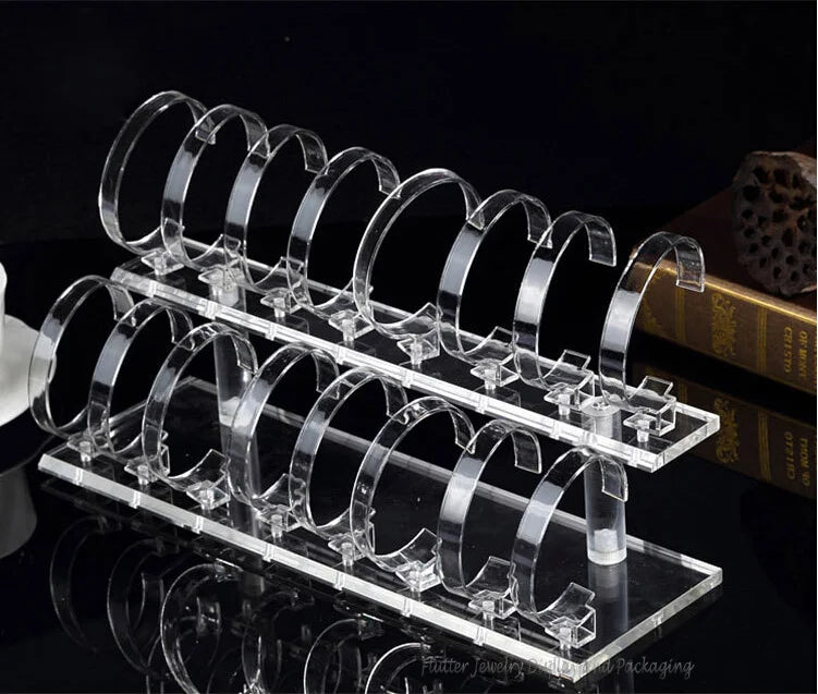 Présentoir montre étagère acrylique – étagère transparente à deux couches de supports en C