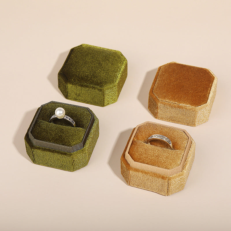 Écrin Bague Velours Compact Voyage Cadeau