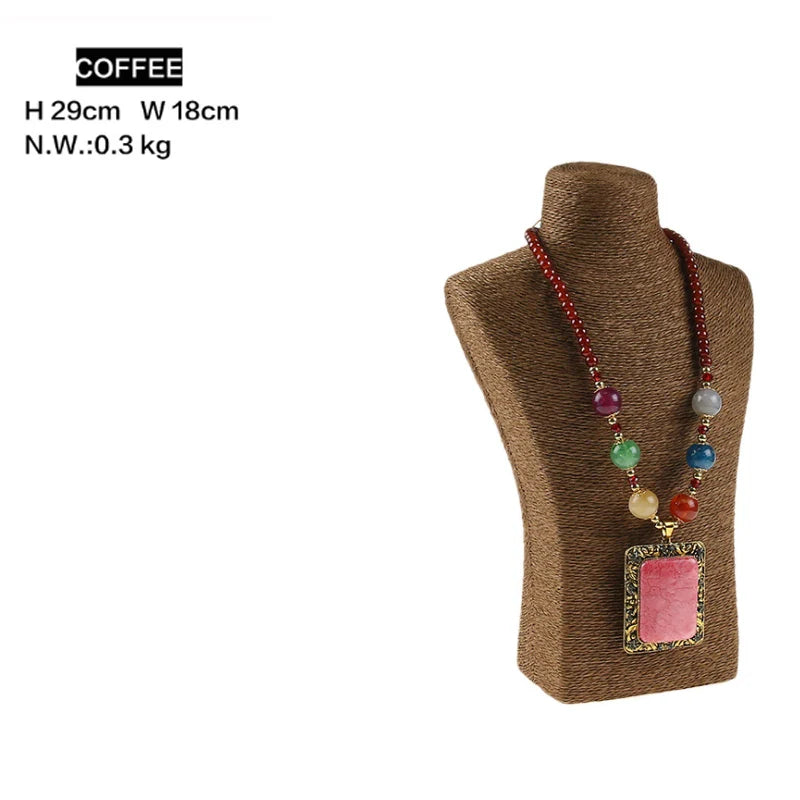 Présentoir Collier Coton Lin Multicolore