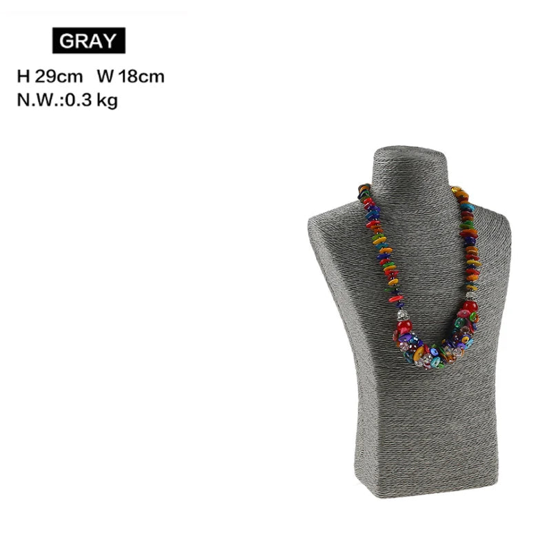 Présentoir Collier Coton Lin Multicolore
