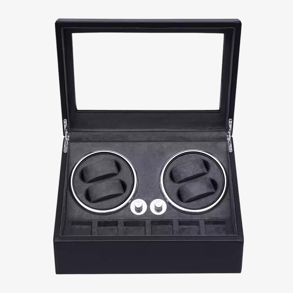 Remontoir 4 Montres Noir Luxe Tiroir Rangement