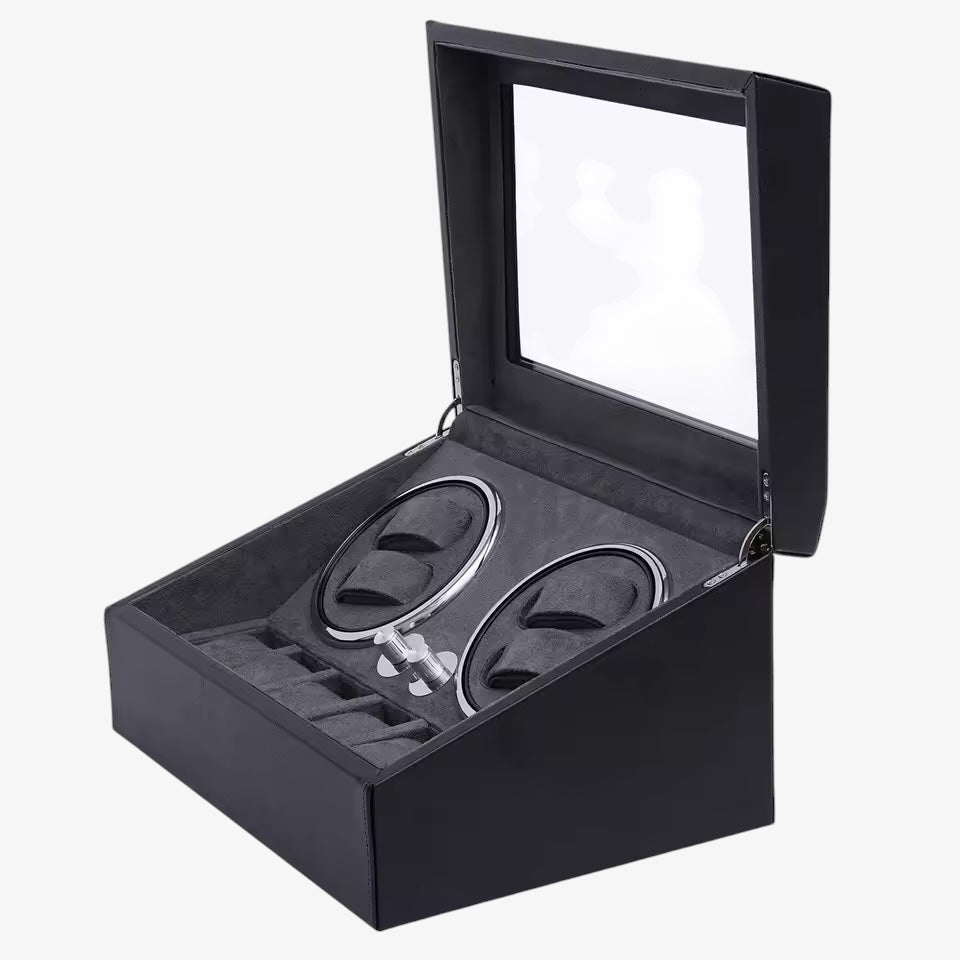 Remontoir 4 Montres Noir Luxe Tiroir Rangement