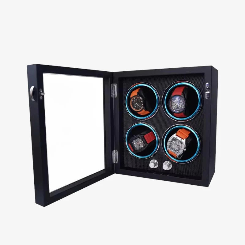 Remontoir Montre Acrylique Cube Noir Mat Silencieux
