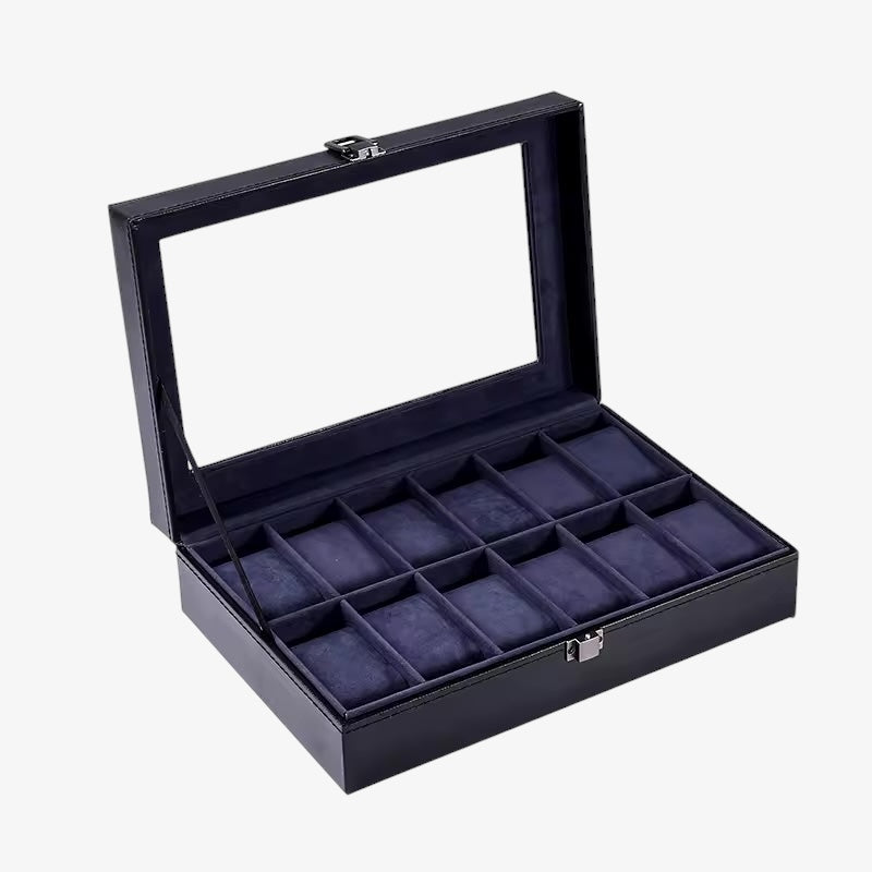 Coffret Montres Cuir Bleu 6 10 12 Places