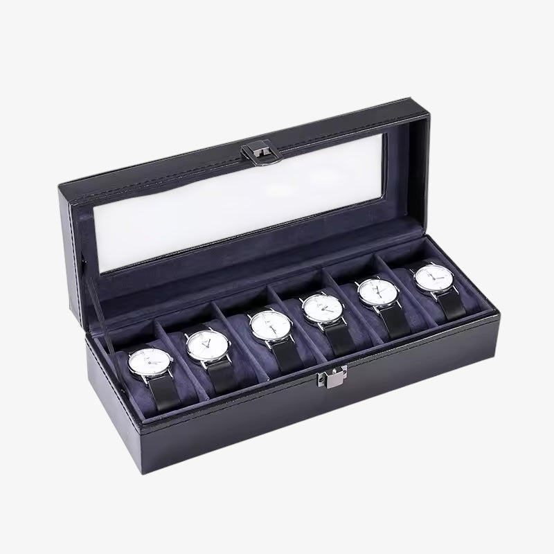 Coffret Montres Cuir Bleu 6 10 12 Places