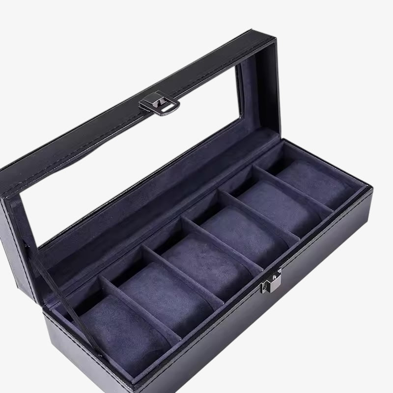Coffret Montres Cuir Bleu 6 10 12 Places