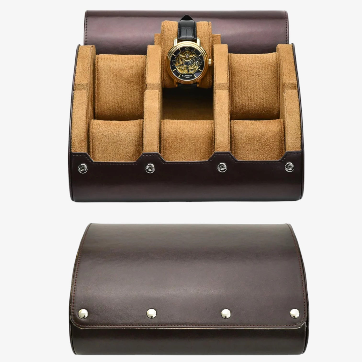 Étui Montres Cuir 6 Places Double Rangement