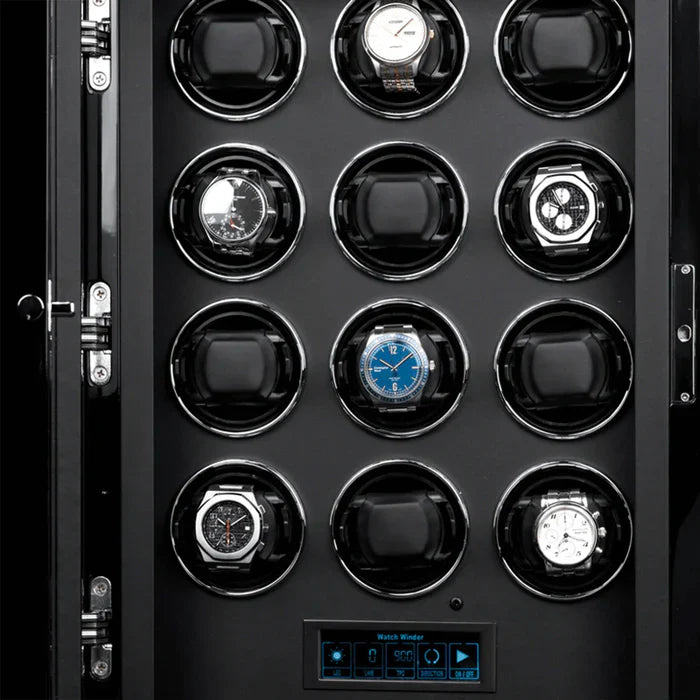 Remontoir 12 Montres Bois Macassar Empreinte Digitale