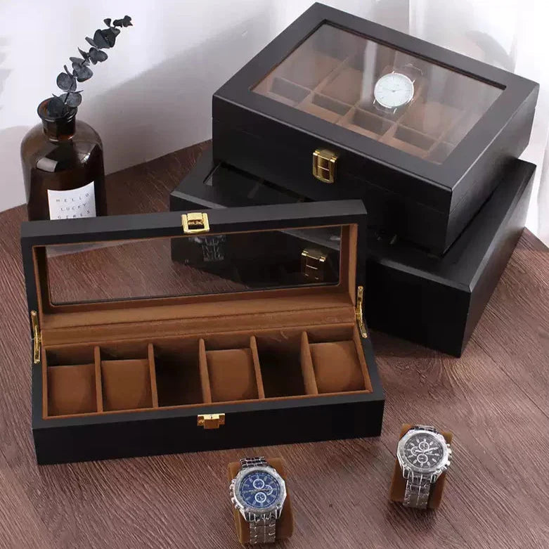 Boîte à Montres Simili Cuir Velours Vitrine