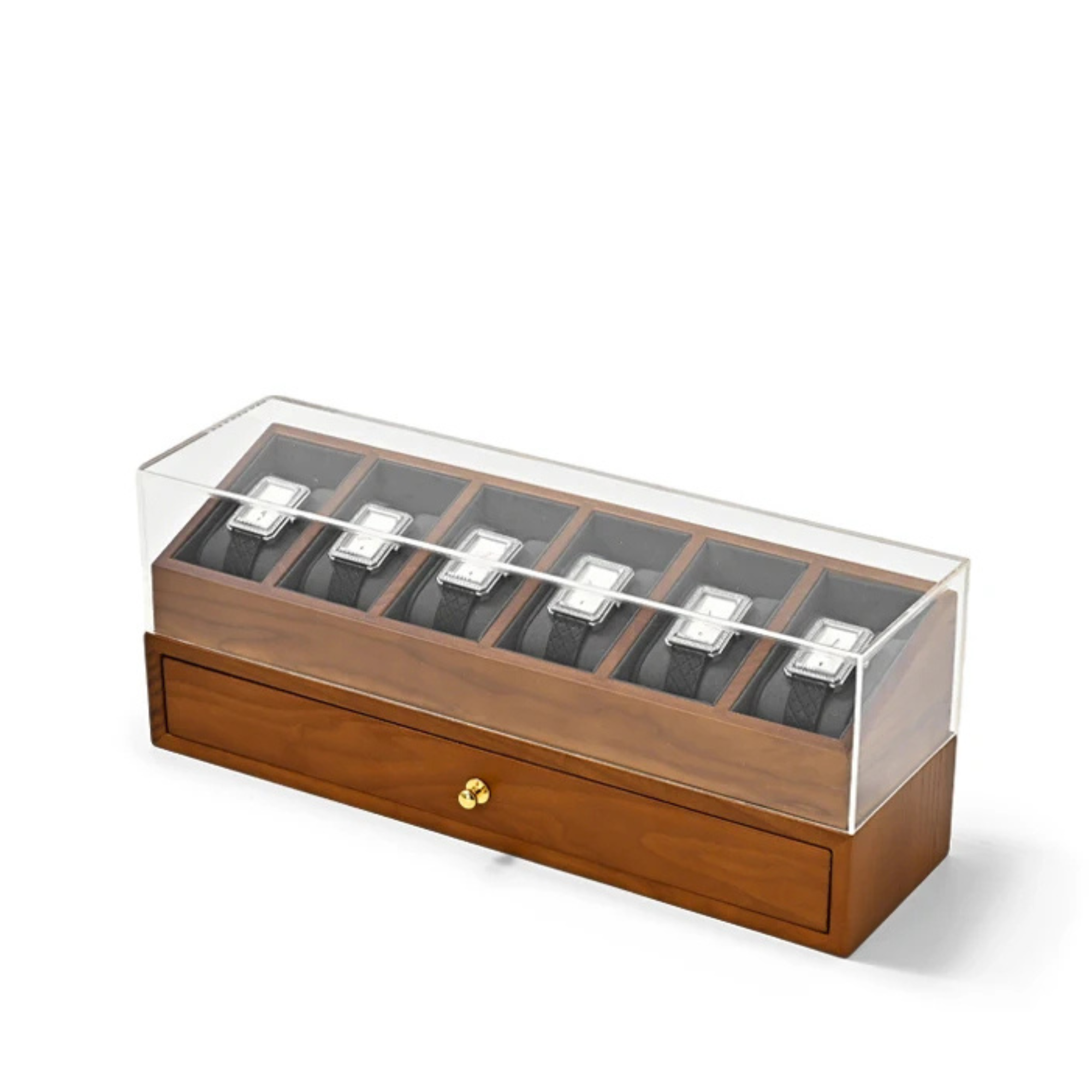 Boîte Montre Bois Double Étage Coffret 6 Places