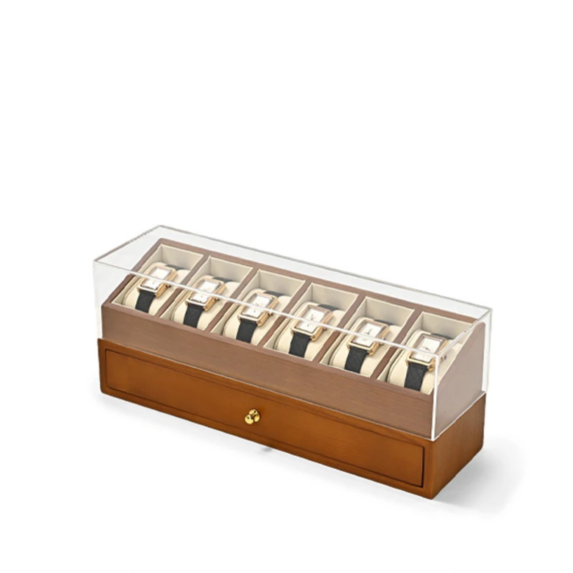 Boîte Montre Bois Double Étage Coffret 6 Places