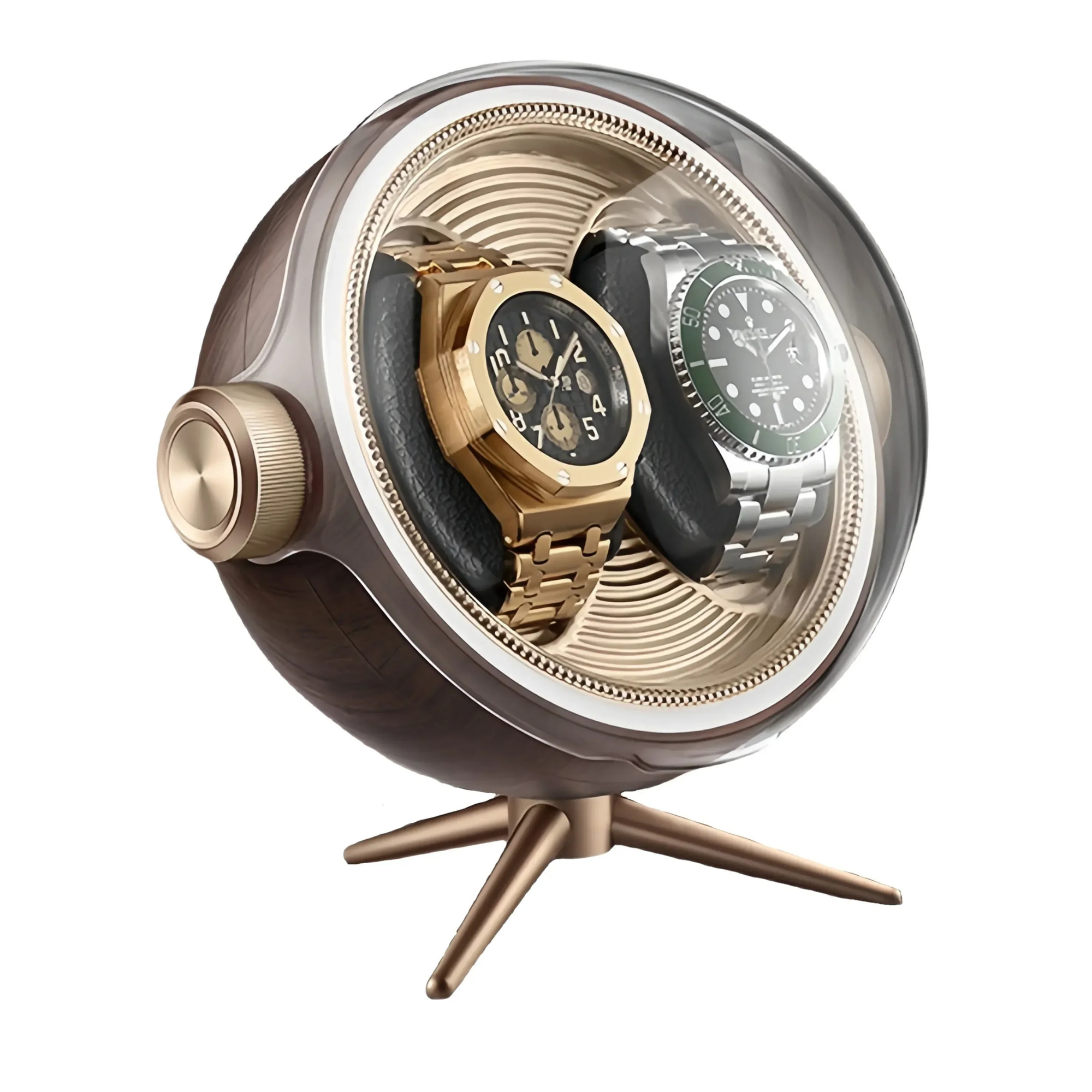 Remontoir Montre Bois Sphérique Duo Moderne