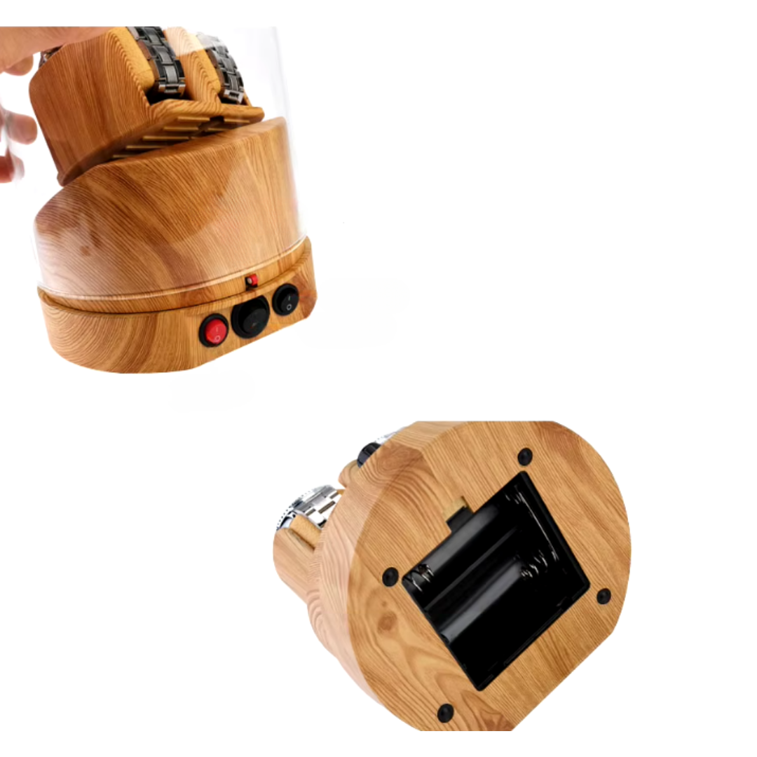 Remontoir Bois Cristallin Double Montres Vitrine