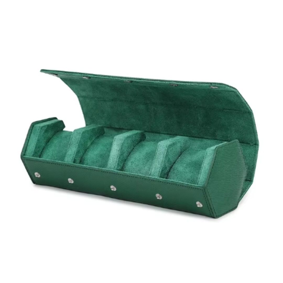 Étui Montre Cuir Vert 4 Emplacements