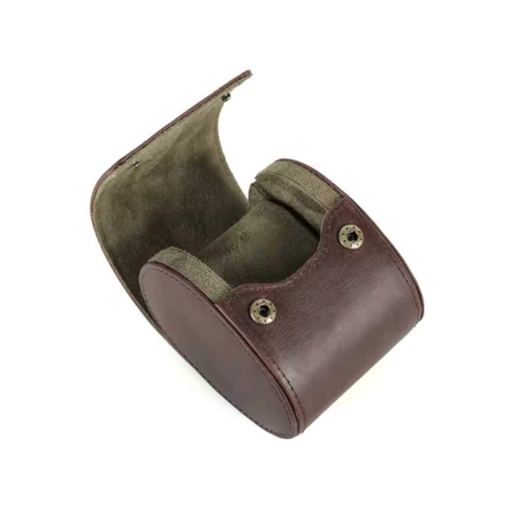 Étui Montre Cuir Gris Daim Voyage Premium