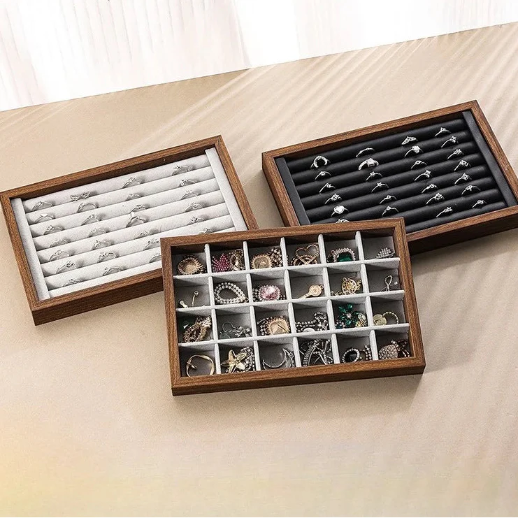 Plateau Bijoux Bois Noyer Flanelle Mixte