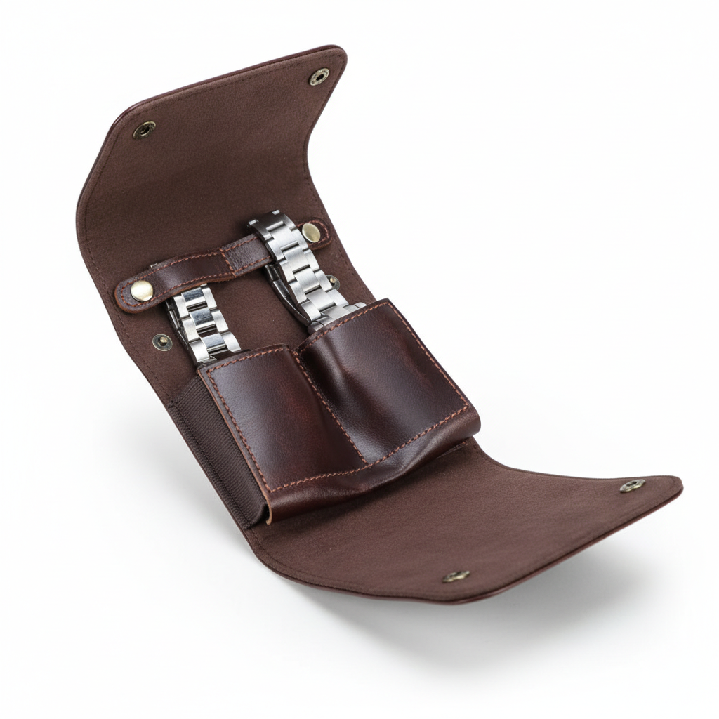 Étui Montre Cuir Voyage 2 Emplacements Luxe