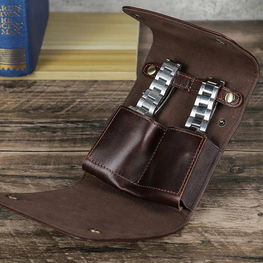 Étui Montre Cuir Voyage 2 Emplacements Luxe