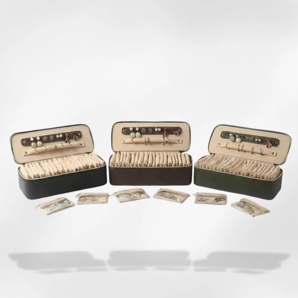 Mallette Bijoux Cuir Voyage 20 Pochettes Portable