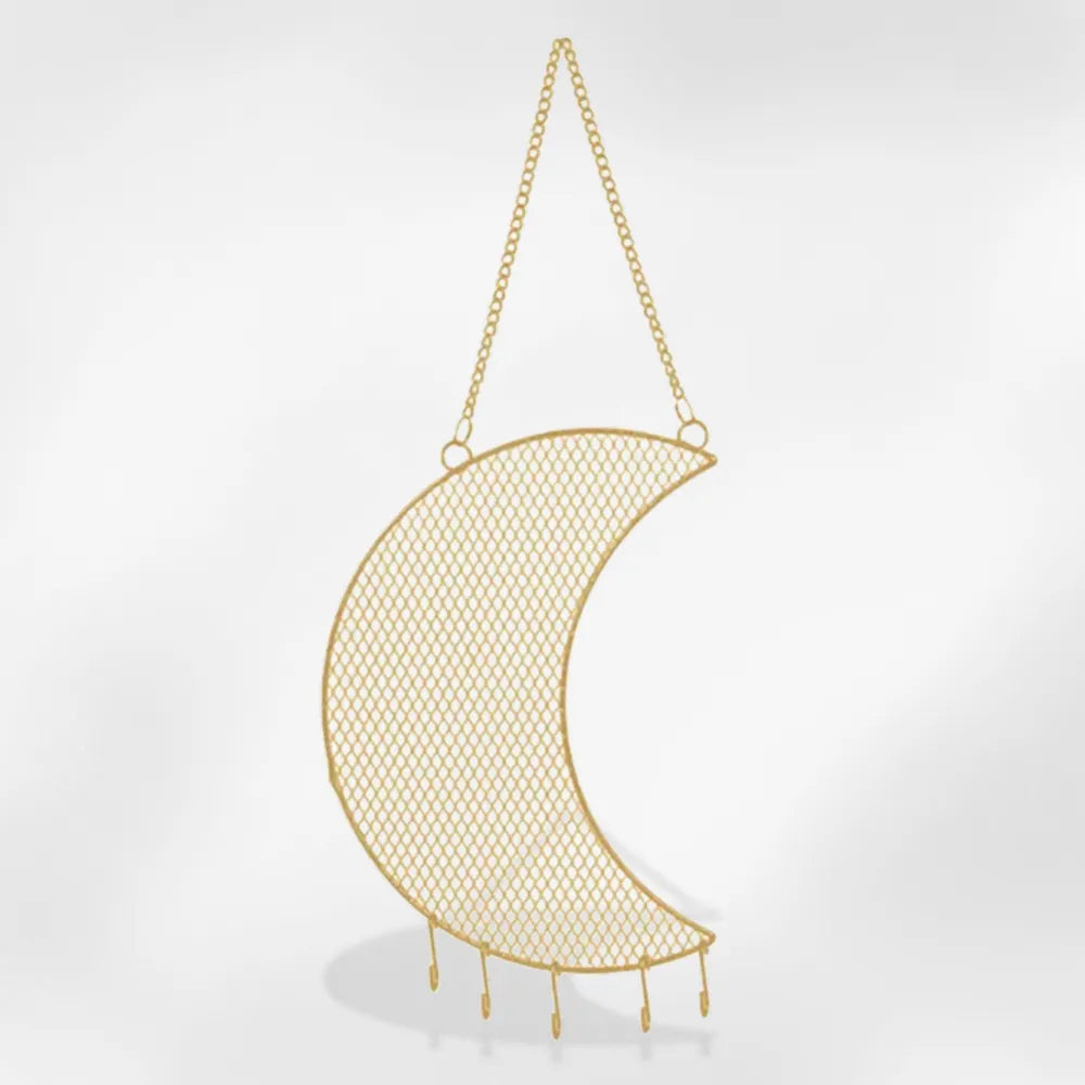 Porte Bijoux Mural Métal Doré Lune Étoile
