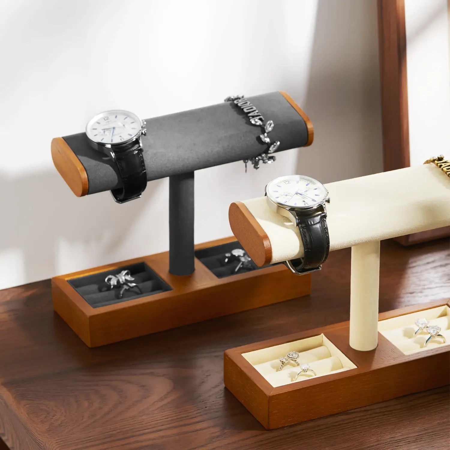Porte Montre Femme Bois Cuir Vitrine Bijouterie