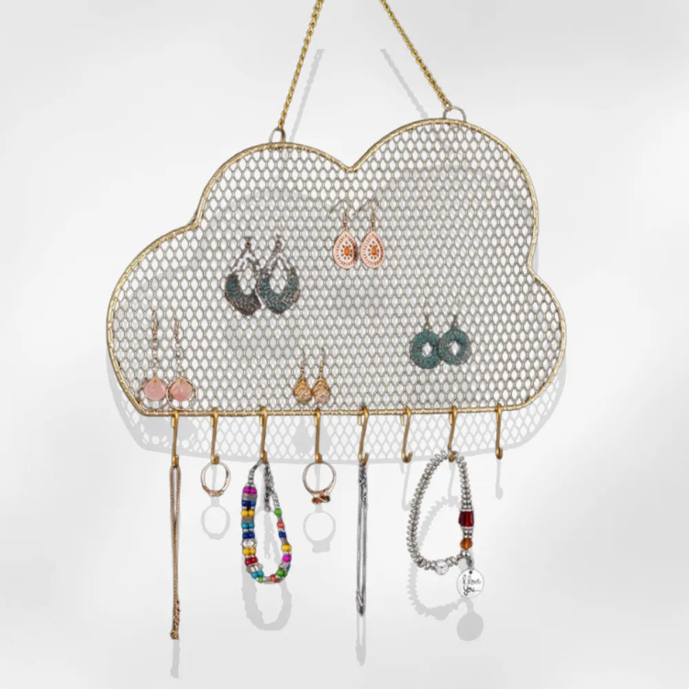 Porte Bijoux Mural Métal Doré Nuage Femme