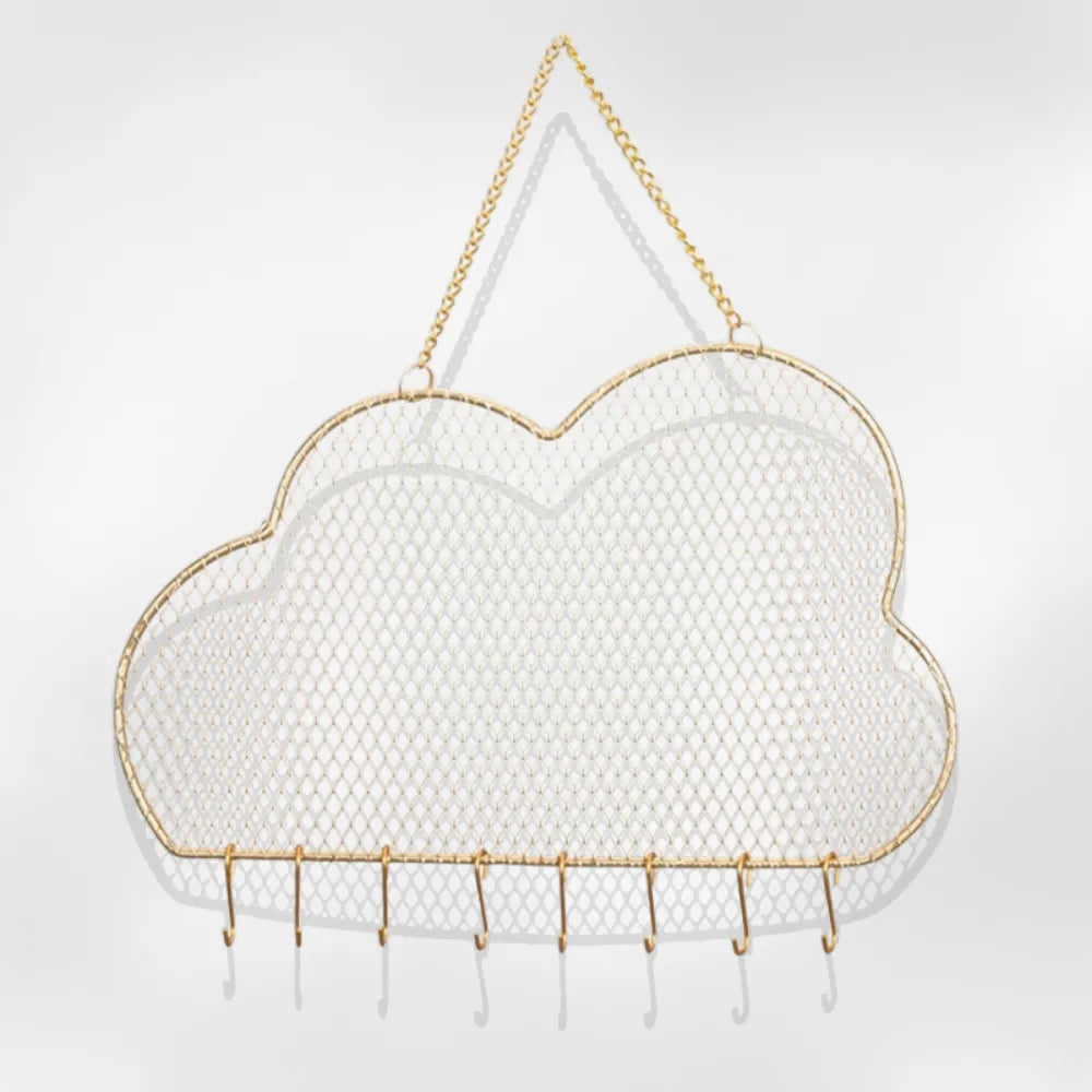 Porte Bijoux Mural Métal Doré Nuage Femme