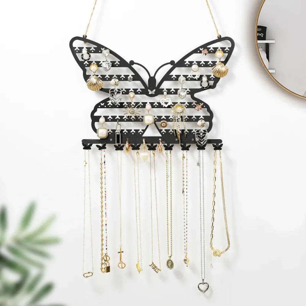 Porte Bijoux Mural Métal Papillon Support Fille