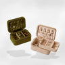 Boîte Bijoux Voyage Compact Velours Beige