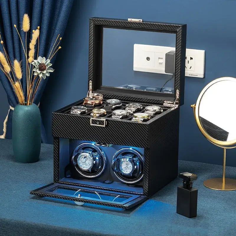 Coffre Fort Montre Cuir 10 Places LED Premium