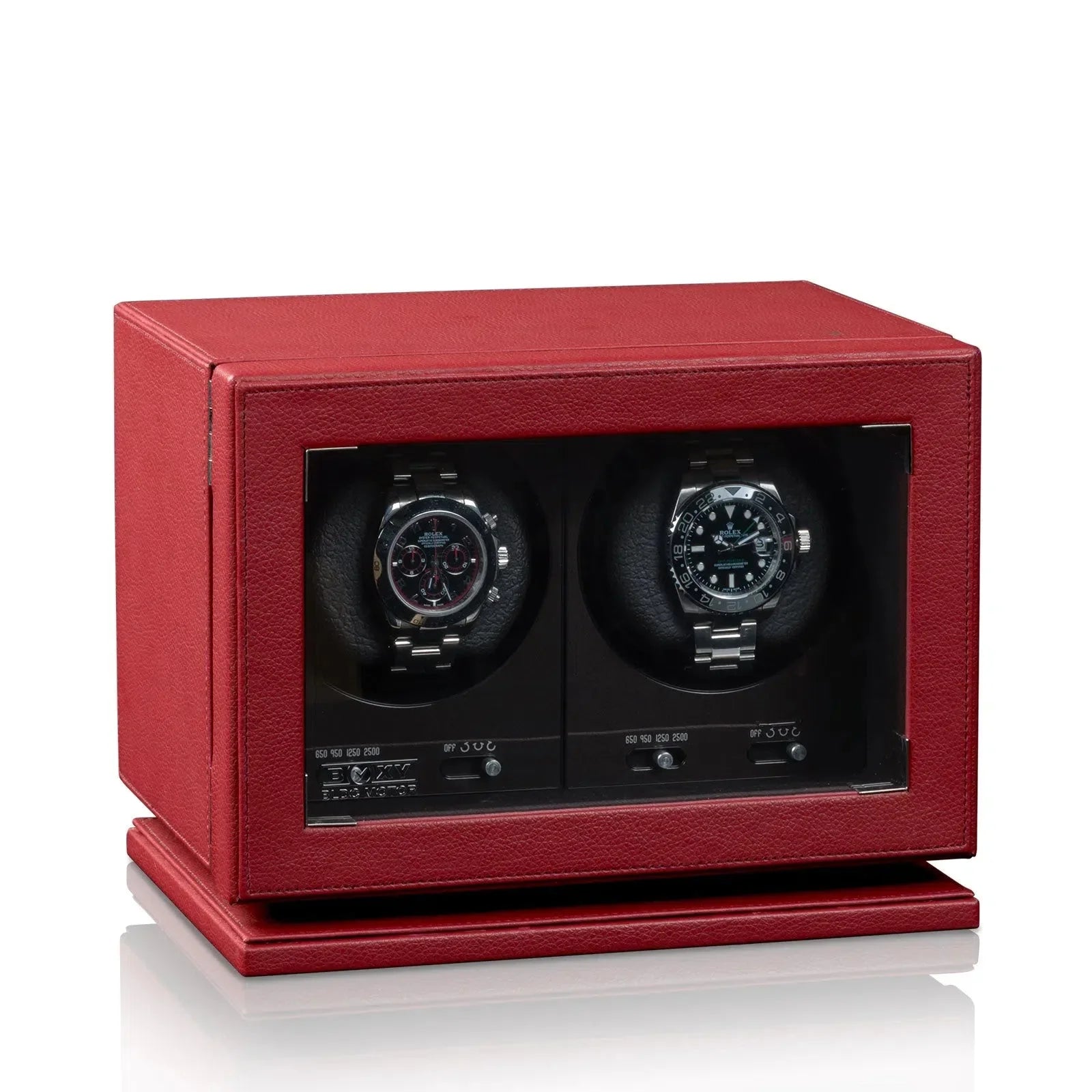 Remontoir Montre Cuir Rouge Silencieux 2 Places