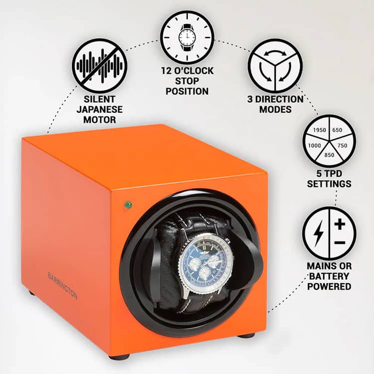 Remontoir Montre Bois Orange Barrington Amber