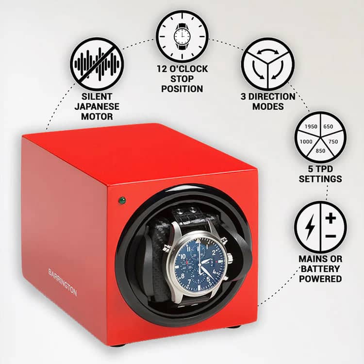 Remontoir Montre Bois Rouge Barrington Luxe