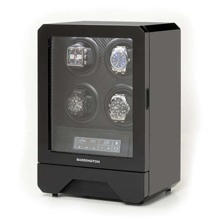 Remontoir Montre Cuir Moderne 4 Places Carbone