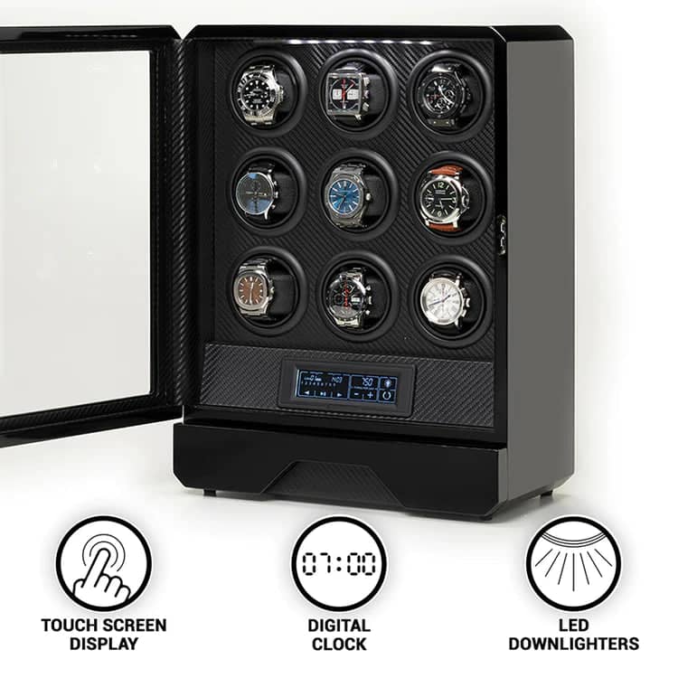 Coffre Fort Montre 9 Places Carbone Premium