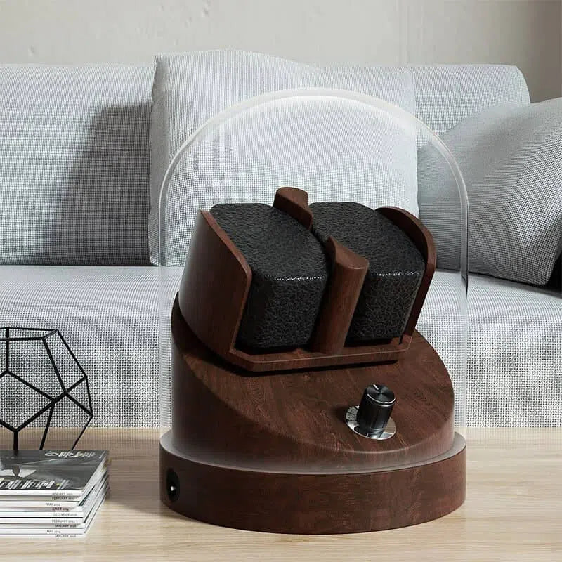 Coffre Fort Montre Bois Noyer Cloche 2 Places
