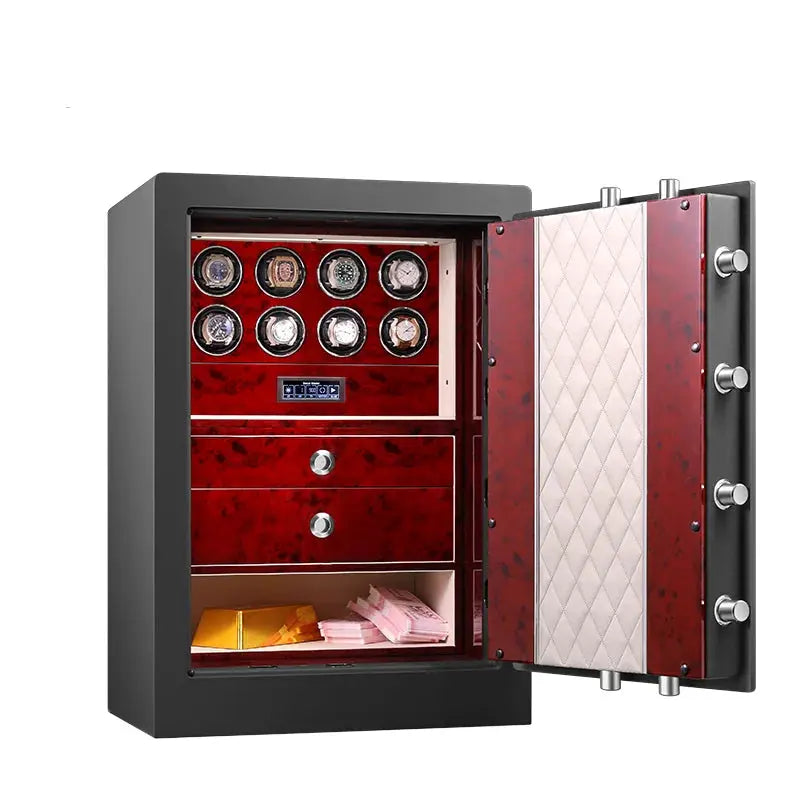 Coffre Fort Montre Bois Massif 8 Places Velours