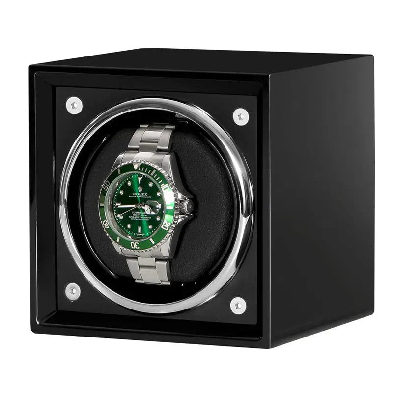 Remontoir Montre Cube Bois Aniline Noir