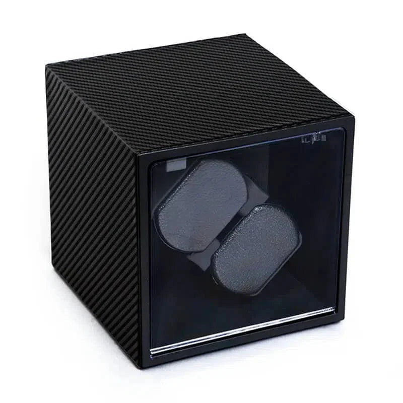 Coffre Fort Montre Bois Fibre Carbone Noir 2 Places