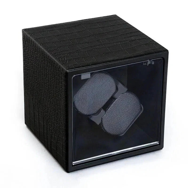 Coffre Fort Montre Bois Cuir Crocodile 2 Places