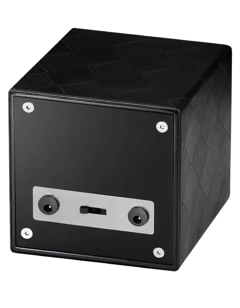 Remontoir Montre Cube Cuir Noir Tressé