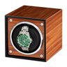 Remontoir Montre Cube Bois Noyer Cuir