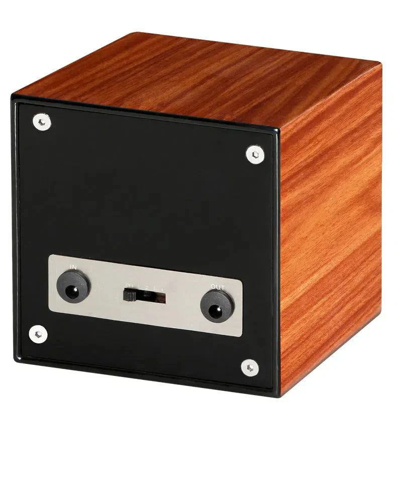 Remontoir Montre Cube Bois Noyer Cuir