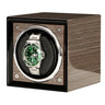 Remontoir Montre Cube Bois Sépia Cuir