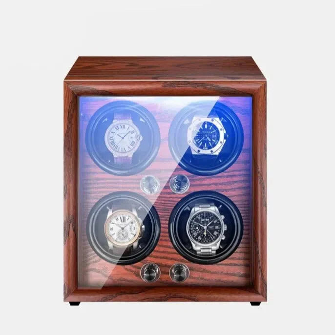 Remontoir Montre Bois Noyer 4 Places Pro