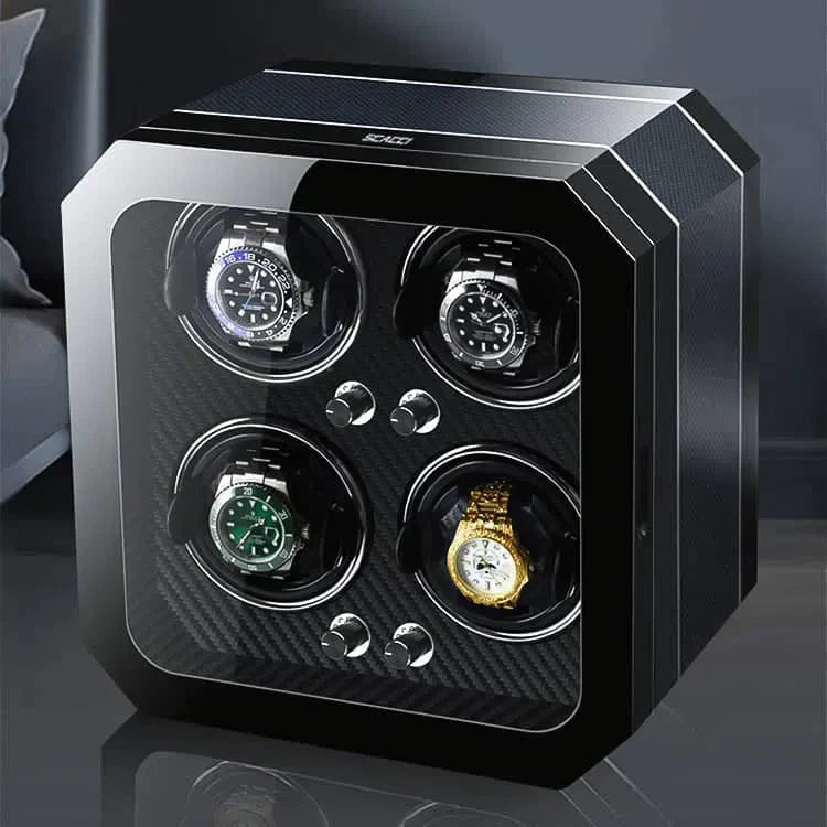 Remontoir Montre Carbone 4 Places LED