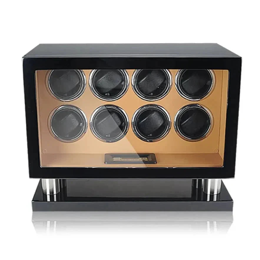 Coffre Fort Montre Bois Noir Jaune 8 Places